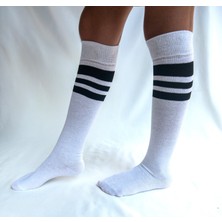 Ciho Socks 4 Çift Kız Çocuk Kadın Karışık Çizgili Kaymayan Diz Altı Orta Okul Lise Kolej Okul Çorabı