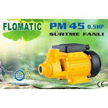 Flomatic PM45 0.5 Hp 220V Preferikal Sürtme Fanlı Su Pompası - Bakıra Bakır Sargı