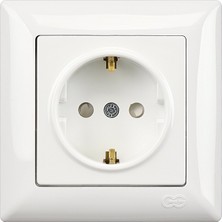 Günsan Elektrik Visage Beyaz Çocuk Korumalı Topraklı Priz + Çerçeve