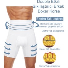 Secret Moda Dikişsiz Yüksek Bel Göbek Toparlayıcı Sıkılaştırıcı Göbek Düzleştirici Erkek Boxer Korse Beyaz