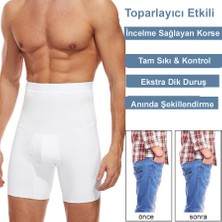 Secret Moda Dikişsiz Yüksek Bel Göbek Toparlayıcı Sıkılaştırıcı Göbek Düzleştirici Erkek Boxer Korse Beyaz