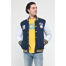 Ucla UPLAND Lacivert Çıtçıtlı Pamuklu Baskılı Standard Fit Erkek Mont