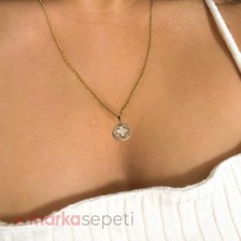 ALC Collection Marka Sepeti Yonca Detay Zirkon Altın Kaplama Halka Kadın Kolye
