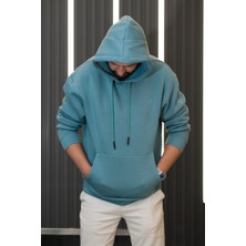 Blow Up Kapşonlu 3 İplik Kalın İçi Polarlı Oversize Kangru Cepli Erkek Sweatshirt