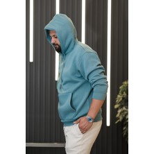 Blow Up Kapşonlu 3 İplik Kalın İçi Polarlı Oversize Kangru Cepli Erkek Sweatshirt