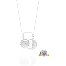 Adal Silver 925 Ayar Gümüş Güneş ve Ay Sevgili Kolyesi
