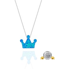 Adal Silver 925 Ayar Gümüş Taç Opal Taş Kolye