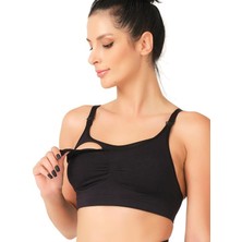 Secret Moda Ayarlanabilir Ağraflı Toparlayıcı Etkili Rahat Kadın Hamile Emzirme Sütyeni  Siyah