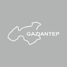 Reysa Tasarım Gaziantep Harita Araba Sticker Beyaz 18X8 cm