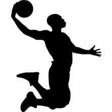 Reysa Tasarım Basketbol Oynayan Adam Araba Sticker Siyah 13X16 cm