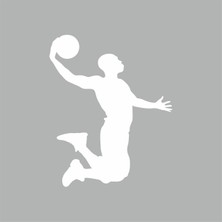 Reysa Tasarım Basketbol Oynayan Adam Araba Sticker Beyaz 13X16 cm
