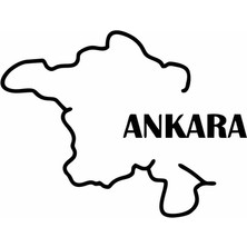 Reysa Tasarım Ankara Harita Araba Sticker Siyah 17X13 cm