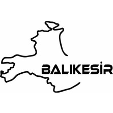 Reysa Tasarım Balıkesir Harita Araba Sticker Siyah 17X11 cm
