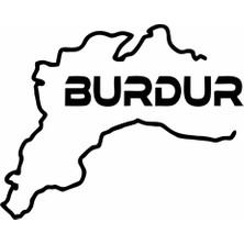 Reysa Tasarım Burdur Harita Araba Sticker Siyah 17X13 cm