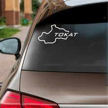 Reysa Tasarım Tokat Harita Araba Sticker Beyaz 18X9 cm