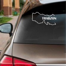 Reysa Tasarım Trabzon Harita Araba Sticker Beyaz 18X10 cm