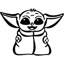 Reysa Tasarım Baby Yoda Araba Stickeri Siyah 16X12 cm