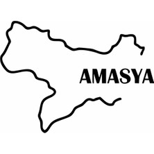 Reysa Tasarım Amasya Harita Araba Sticker Siyah 16X12 cm