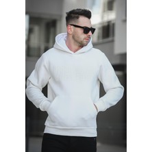 Oksit Break Üç İplik Şardonlu Baskılı Kapüşonlu Erkek Sweatshirt