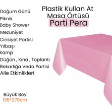 Parti Pera Plastik Kullan At Büyük Boy Fuşya Masa Örtüsü 135*270CM