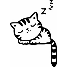 Reysa Tasarım Uyuyan Kedi Priz Sticker Siyah 12X18 cm