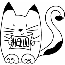 Reysa Tasarım Hello Kedi Sticker Siyah 20X20 cm