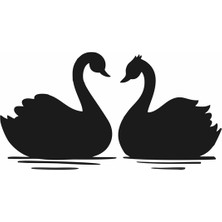 Reysa Tasarım Çift Kuğular Duvar Sticker Siyah 21X12 cm