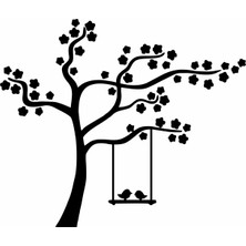 Reysa Tasarım Salıncakta Kuşlar Duvar Sticker Siyah 21X18 cm