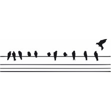 Reysa Tasarım Tellerde Kuşlar Duvar Sticker Siyah 21X6 cm