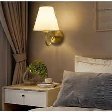 Burenze Modern Tasarım Duvar Aplik Gold Gövde Krem Abaju