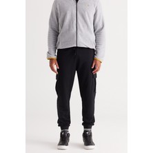 Altınyıldız Classics Erkek Siyah Standart Fit Normal Kesim Pamuklu Kargo Cepli Jogger Eşofman Altı