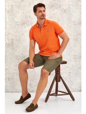 Smile Volant Erkek Polo Tişört - Turuncu