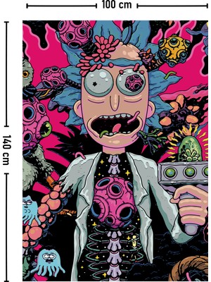 Vagonik Rick And Morty Kozmik Psychedelic Duvar Örtüsü Halısı