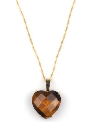 Alibaba Doğaltaş Kaplan Gözü Doğal Taş Gold Renkli Kolye