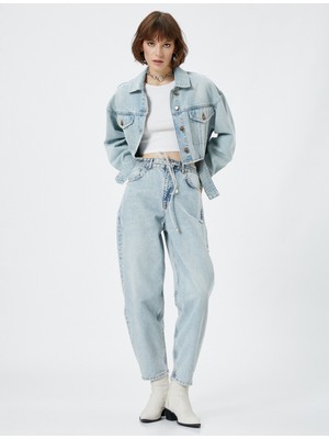 Koton Kot Pantolon Balon Fit Kısa Paça Cepli Pamuklu Rahat Kesim - Balloon Fit Jean