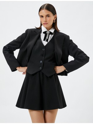 Koton Mini Kloş Etek Beli Lastikli Viskon Karışımlı