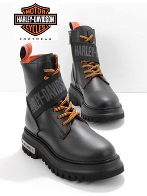 Harley Davidson Black Leather Kadın Bot & Bootie HD0777055403