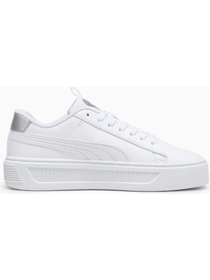 Puma Smash Platform V3 Pop Up Metallics Kadın Beyaz Sneaker 39250402