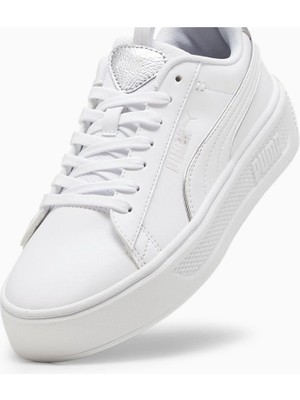 Puma Smash Platform V3 Pop Up Metallics Kadın Beyaz Sneaker 39250402