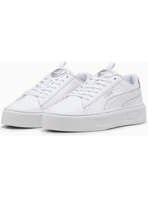 Puma Smash Platform V3 Pop Up Metallics Kadın Beyaz Sneaker 39250402