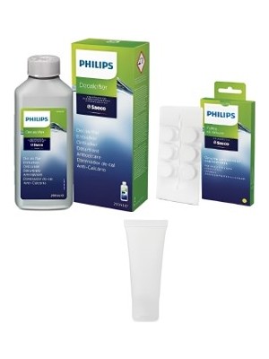 Philips CA6700/10 Espresso Makinesi Kireç Temizleme Solüsyonu, Yağ Çözücü Tablet ve 5gr Gres Yağı 3'lü Set