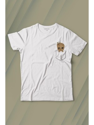 Kendim Seçtim Bebek Groot Marvel Galaksinin Koruyucuları Cep Baskılı Tişört Çocuk T-Shirt