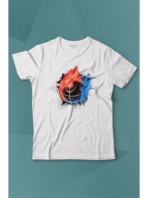 Kendim Seçtim Fire Meteor Basketball Ateş Topu Baskılı Tişört Çocuk T-Shirt