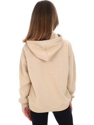 Pengai Krem Pengai Yazı Baskı Polarlı Kız Çocuk Sweatshirt 16462