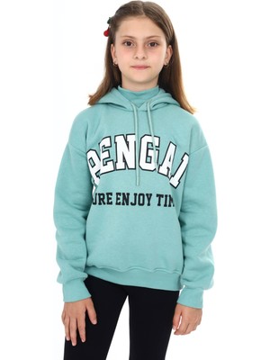 Pengai Yeşil Pengai Yazı Baskı Polarlı Kız Çocuk Sweatshirt 16465