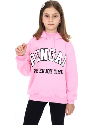 Pengai Pembe Pengai Yazı Baskı Polarlı Kız Çocuk Sweatshirt 16464