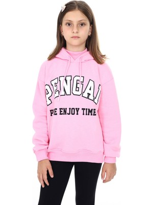 Pengai Pembe Pengai Yazı Baskı Polarlı Kız Çocuk Sweatshirt 16464