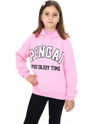 Pengai Pembe Pengai Yazı Baskı Polarlı Kız Çocuk Sweatshirt 16464