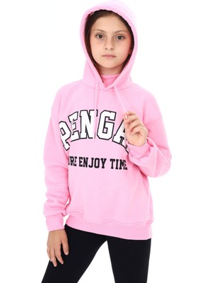 Pengai Pembe Pengai Yazı Baskı Polarlı Kız Çocuk Sweatshirt 16464