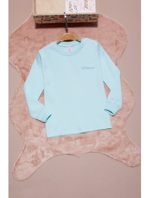 Pembe Life Mint Yazı Nakışlı Kız Çocuk Çıtçıtlı Sweatshirt 16422